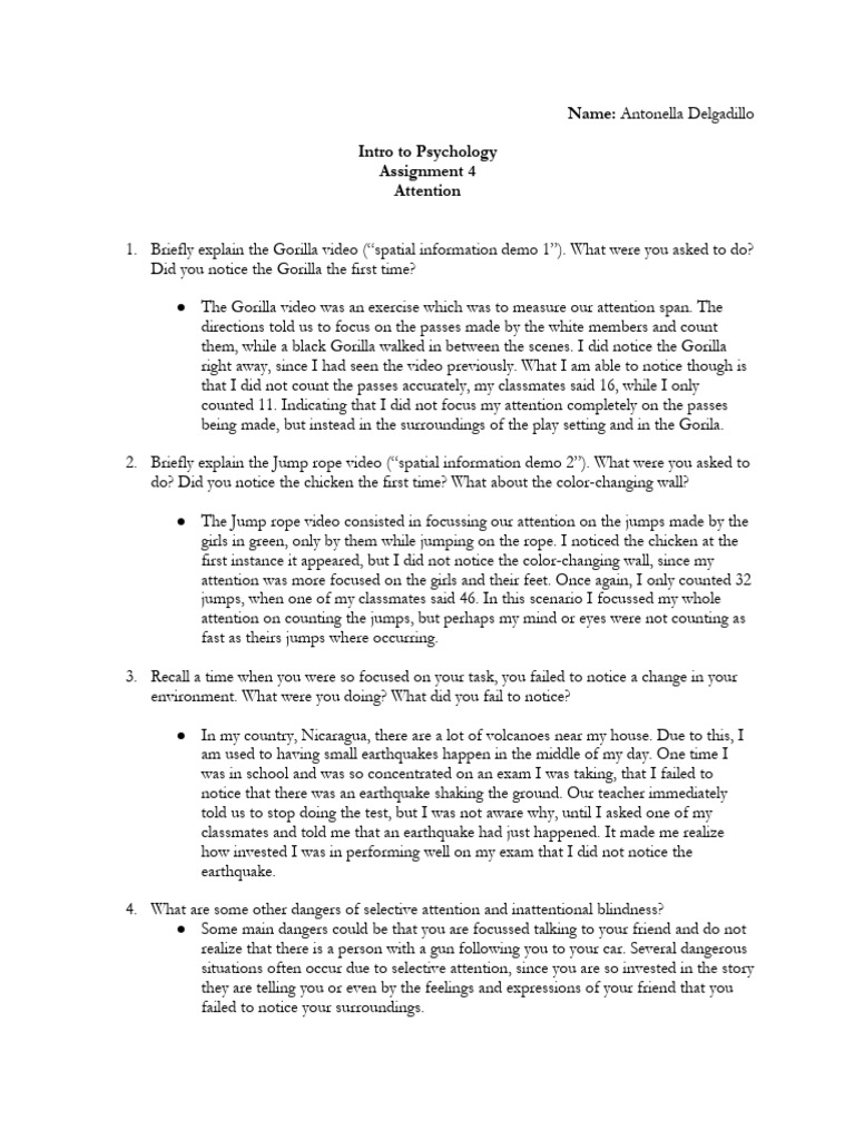 Assignment 4 - Attention | PDF | Attention | Behavioural Sciences