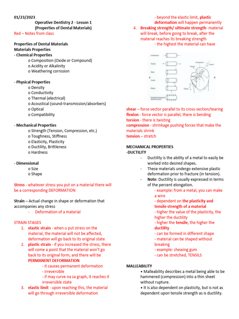 Dental Materials for Students | PDF | Deformation (Engineering) | Ductility