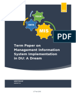 Term Paper On MIS Implementation in DU A Dream