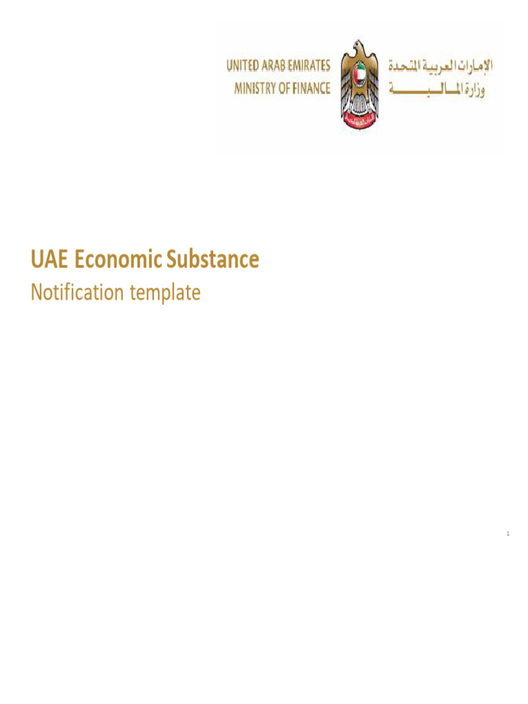UAE Economic Substance Notification Template PDF