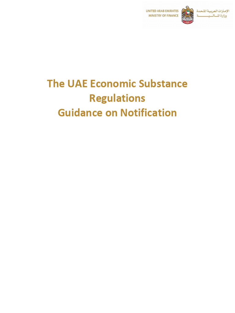 The UAE Economic Substance Regulations Notification Guidance PDF