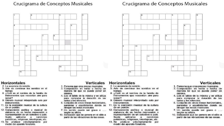 Crucigrama de Conceptos Musicales | PDF