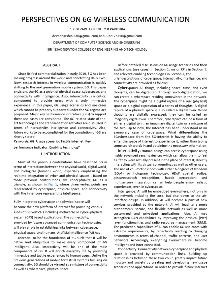 6G Wireless Communication Insights | PDF | Cyberspace | Artificial ...