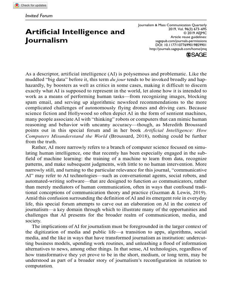 Ai S Impact On Journalism Explored Pdf Artificial Intelligence
