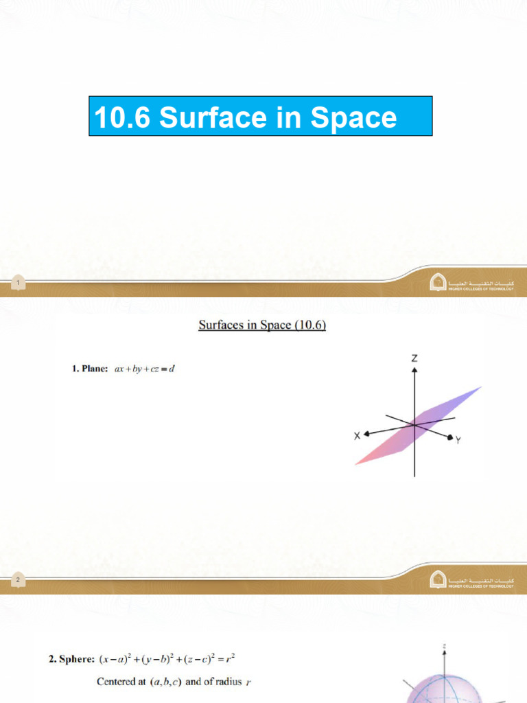 Surfaces in Space: Types and Equations | PDF