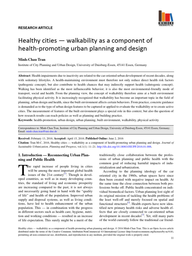 Walkability in Health-Promoting Urban Design | PDF | Built Environment ...