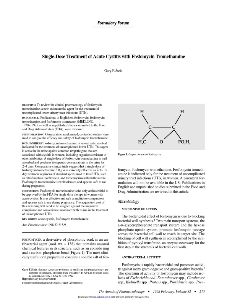 SingleDose Treatment of Cystitis Download Free PDF Urinary Tract
