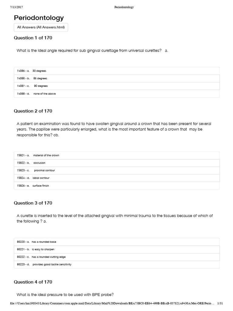 Periodontology QUESTION PDF Periodontology Mouth