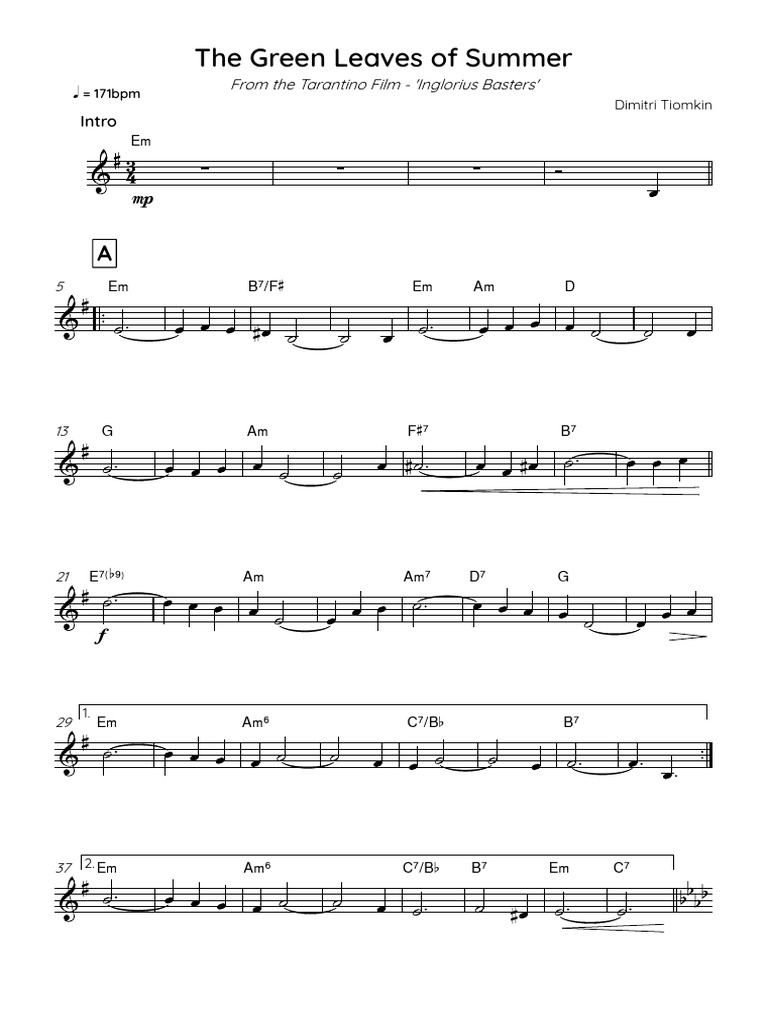 The Green Leaves of Autumn - Lead Sheet | PDF