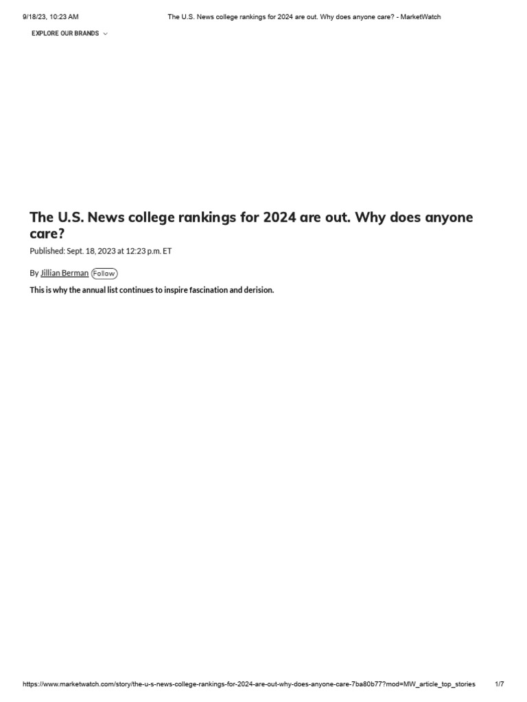 The U.S. News College Rankings For 2024 Are Out. Why Does Anyone Care