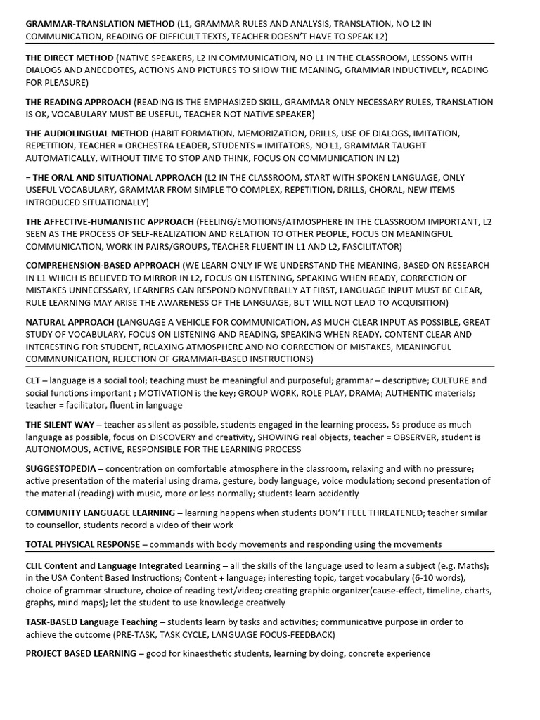 Teaching Methods History PDF Second Language Language Education