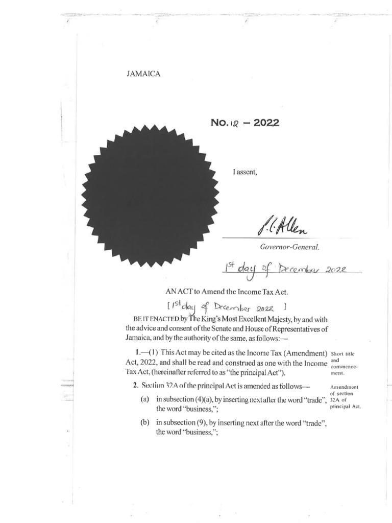 The income tax amendment act 2022 no 12 pdf