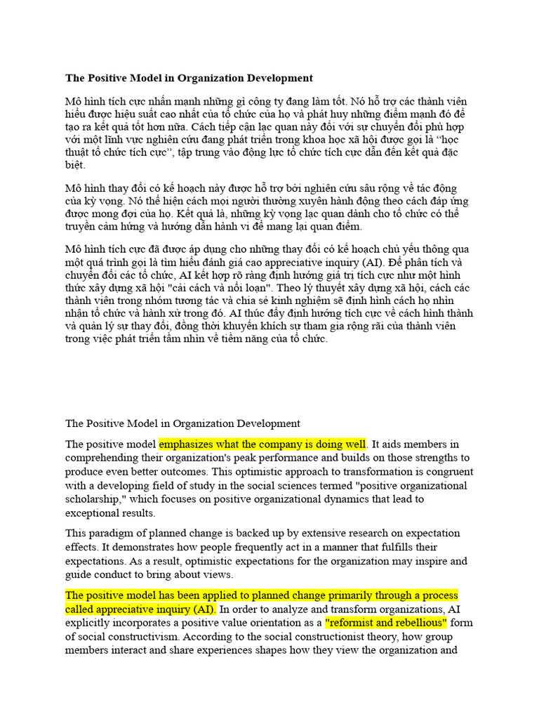The Positive Model in Organization Development | PDF