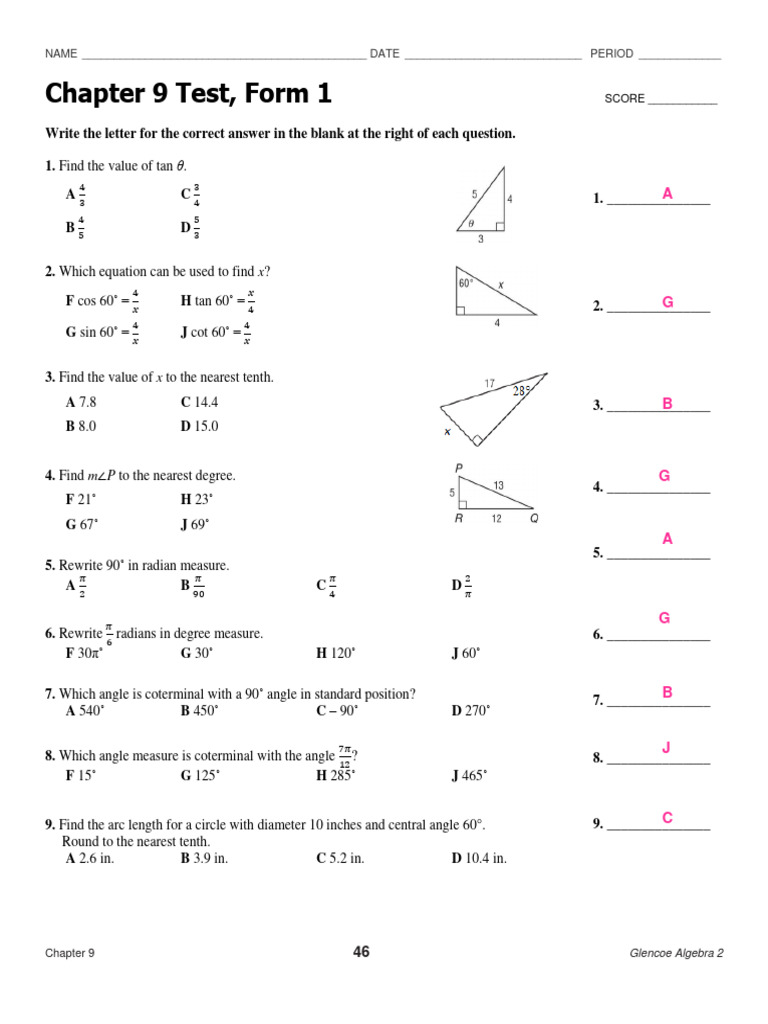Chapter 9 test form 1 p to the nearest degree pdf angle