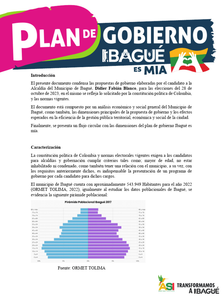 Programa de Gobierno Didier Blanco Ibagué Es Mia Alcaldía de Ibagué