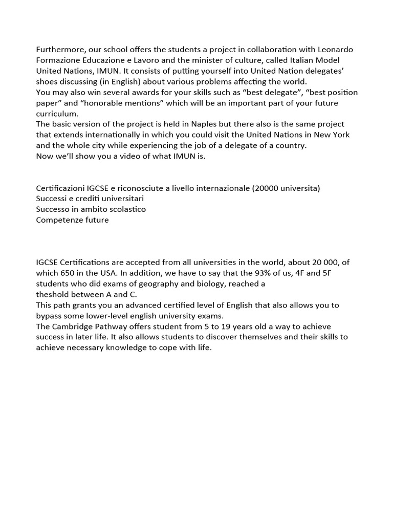 Italian Model UN Project Overview | PDF | Social Science