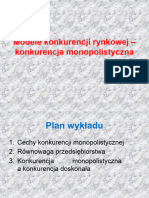 Modele Konkurencji Rynkowej Konkurencja Monopolistyczna