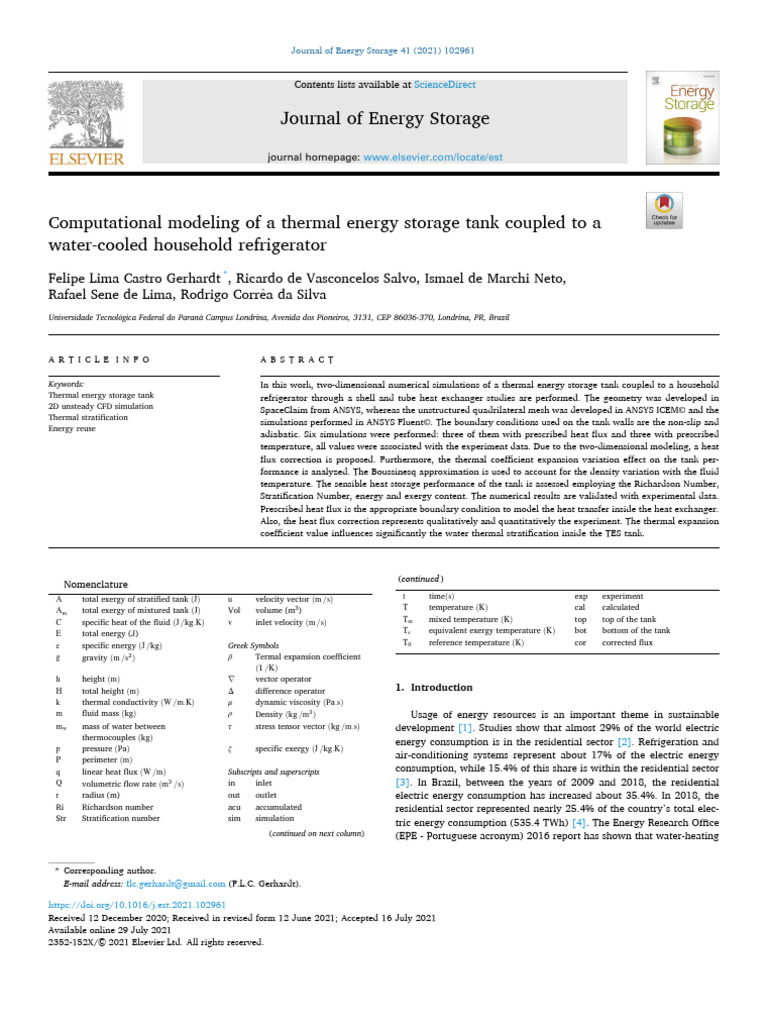 Felipe L C Gerhardt 2021 | PDF | Heat | Heat Exchanger