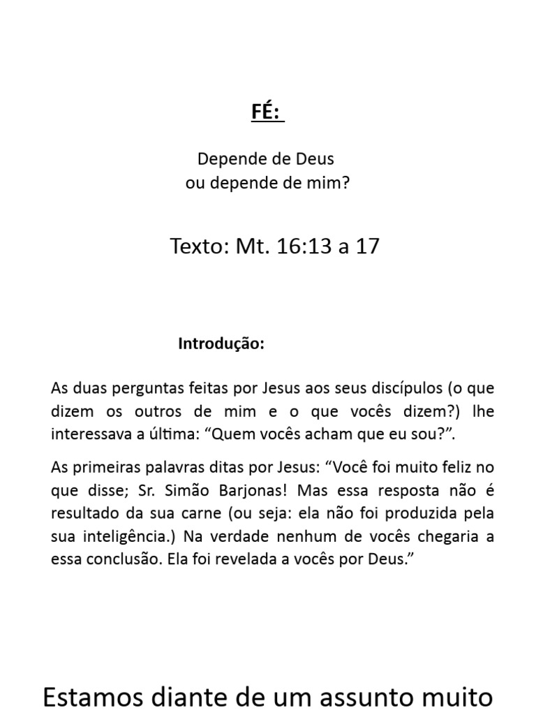Fé - Depende de Deus Ou Depende de Mim | PDF