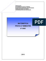 Matemática Prova 2º Bimestre 8º Ano