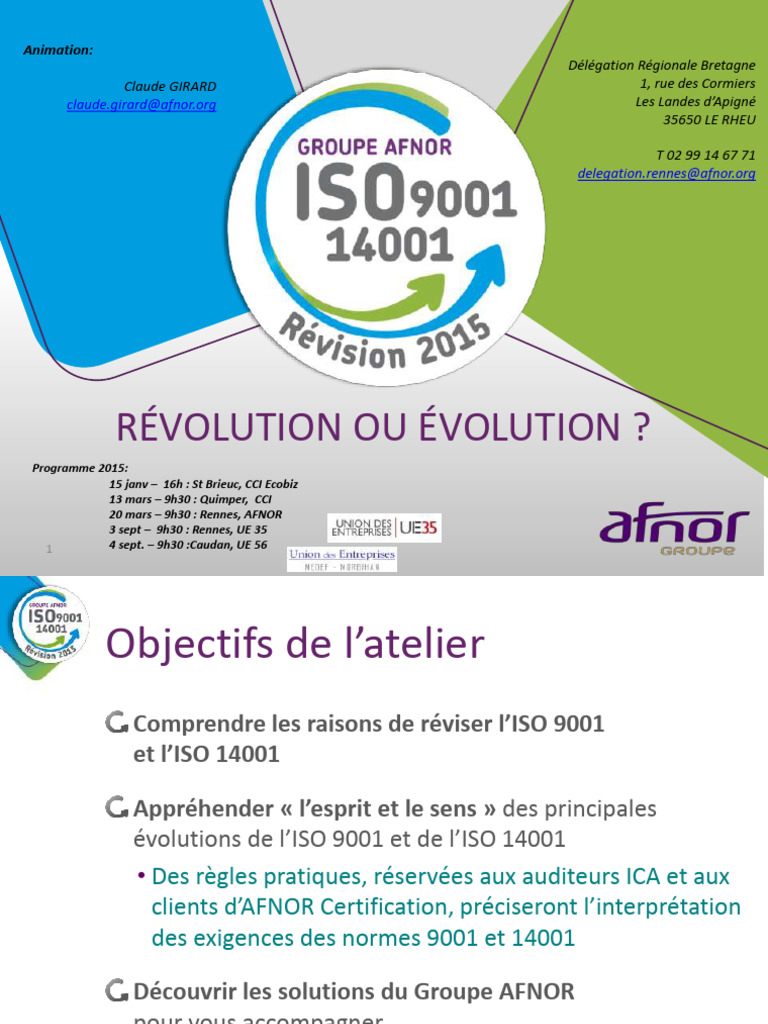 Évolutions des normes ISO 9001 et 14001 | PDF | Système de management ...