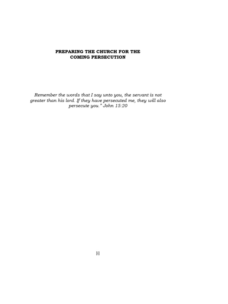 Preparing The Church For The Coming Persecution | PDF | Religious ...