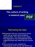 Lect 3 The Culture of Writing A Research Paper