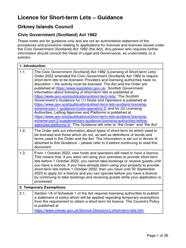 Short-term Let Licensing Guidance | PDF | License | Safety