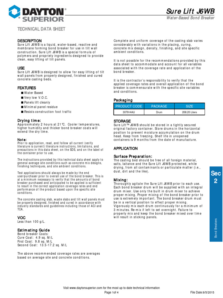 Sure Lift j6wb PDF Damages Concrete