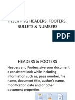 Inserting Headers Footers Bullets Numbers