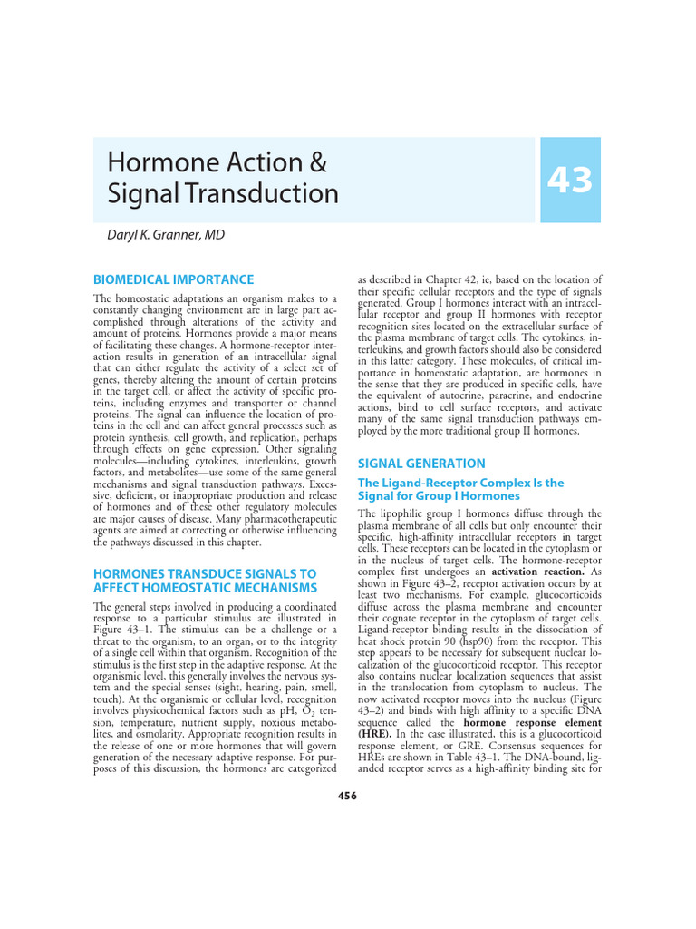 Hormone Receptors and Signal Transduction | PDF | Cell Signaling ...