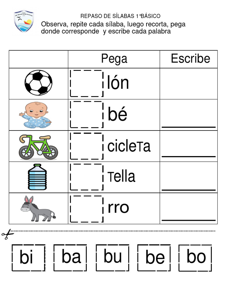 Repaso de Sílabas 1° Básico | PDF | Artes del Lenguaje y Comunicación
