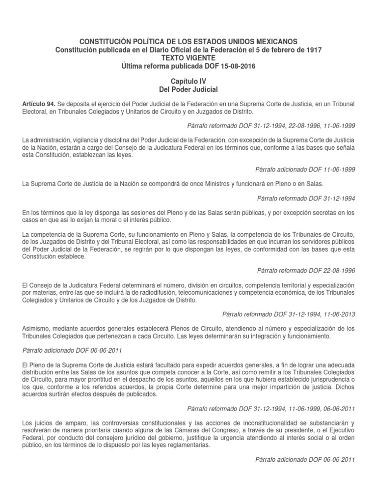 Constitución Política de Los Estados Unidos Mexicanos | PDF ...