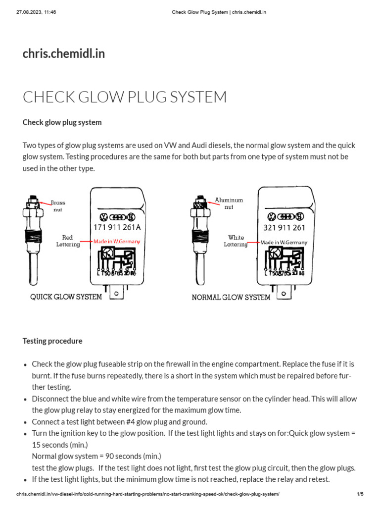 Check Glow Plug System PDF Electrical Connector Relay