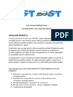 Acte Necesare Pentru Înființarea Unei Asociații Sportive Sau a Unui Club Sportiv