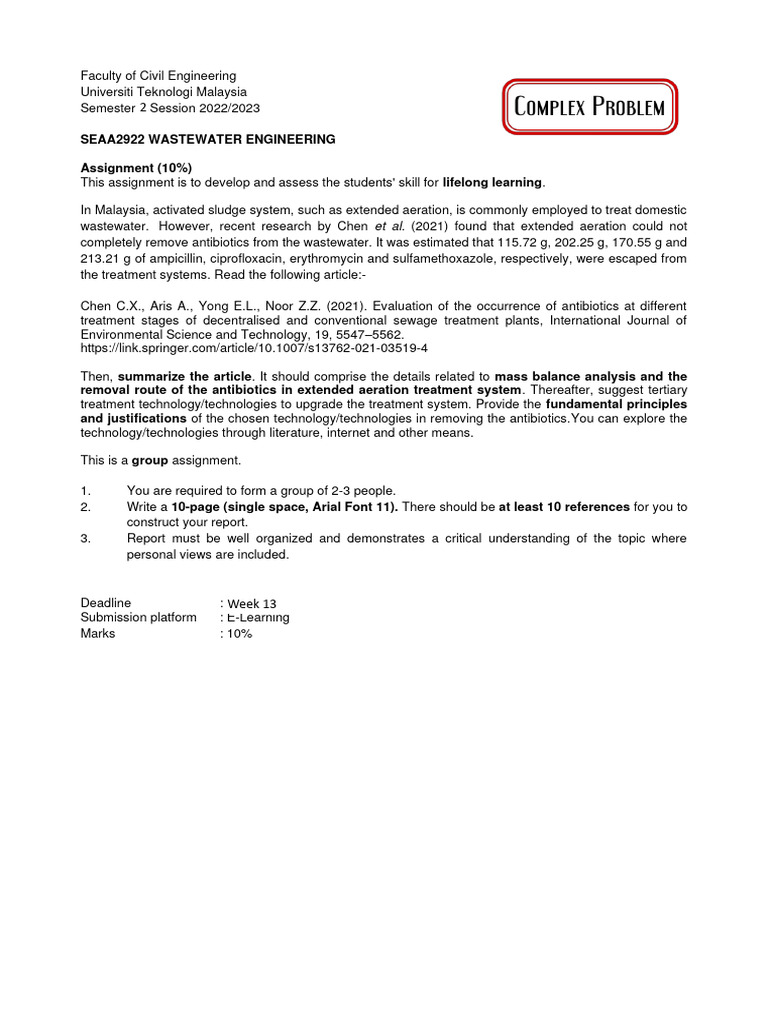 10 seaa2922 project lll seaa2922 20222023 1 with complex problem