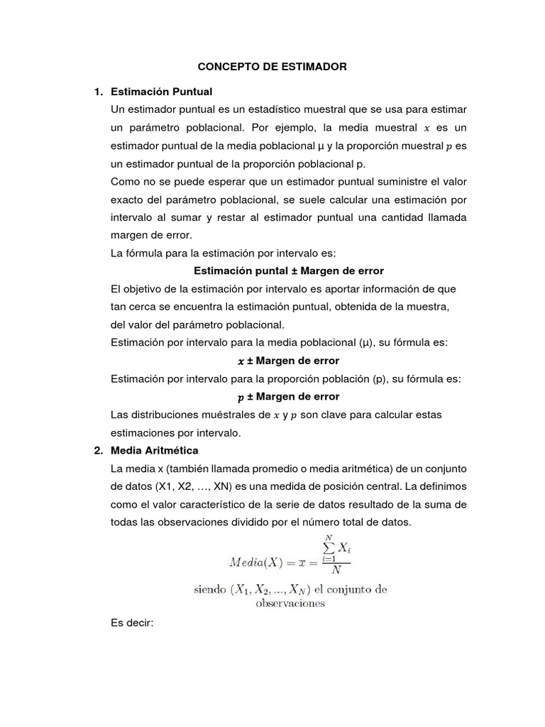 Definición de Estimador Puntual | PDF | Teoría de la estimación | Media