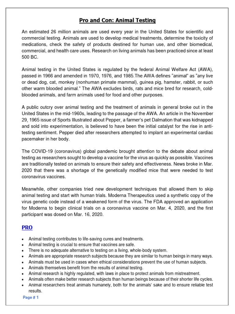 3.1 Animal Testing - Module 3 | PDF | Animal Testing | Model Organism
