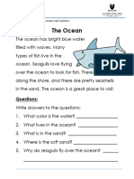 Reading Comprehension Story The Ocean