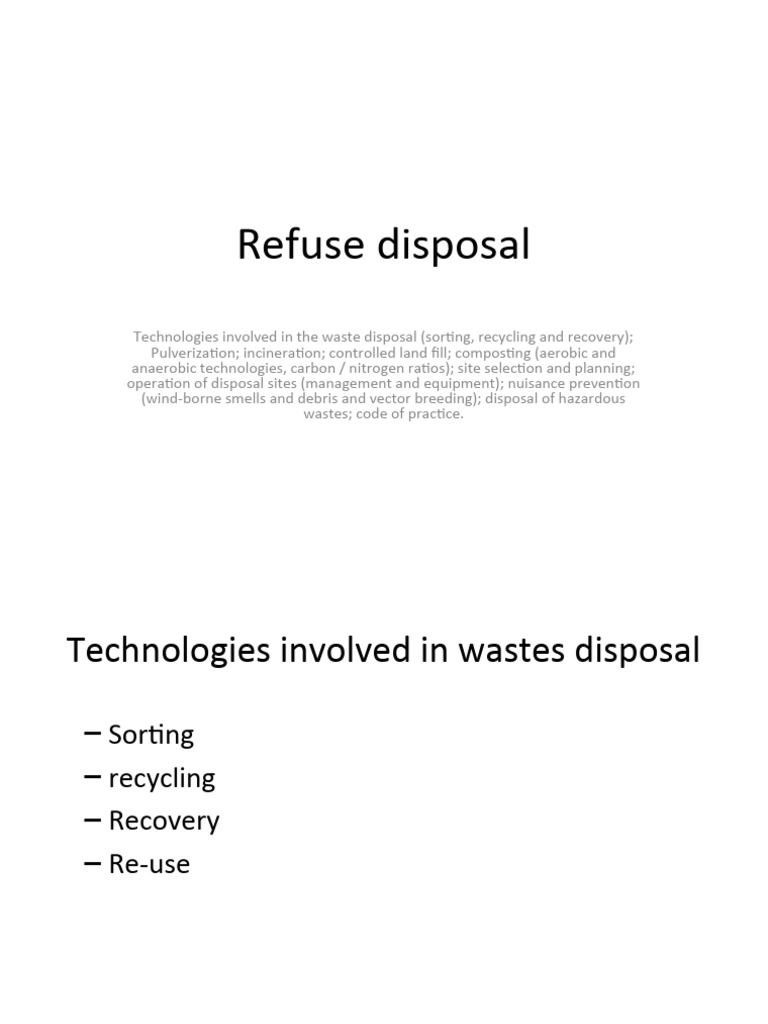 Refuse Disposal PDF Waste Management Landfill