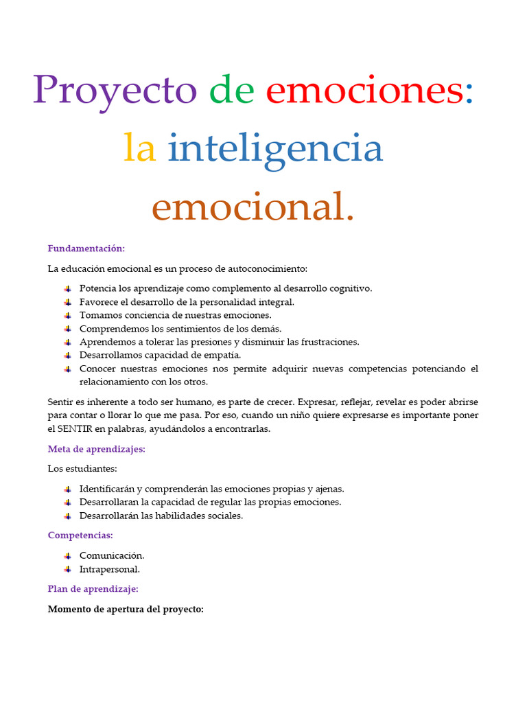 Actividades de Autoconocimiento Emocional | PDF | Las emociones ...