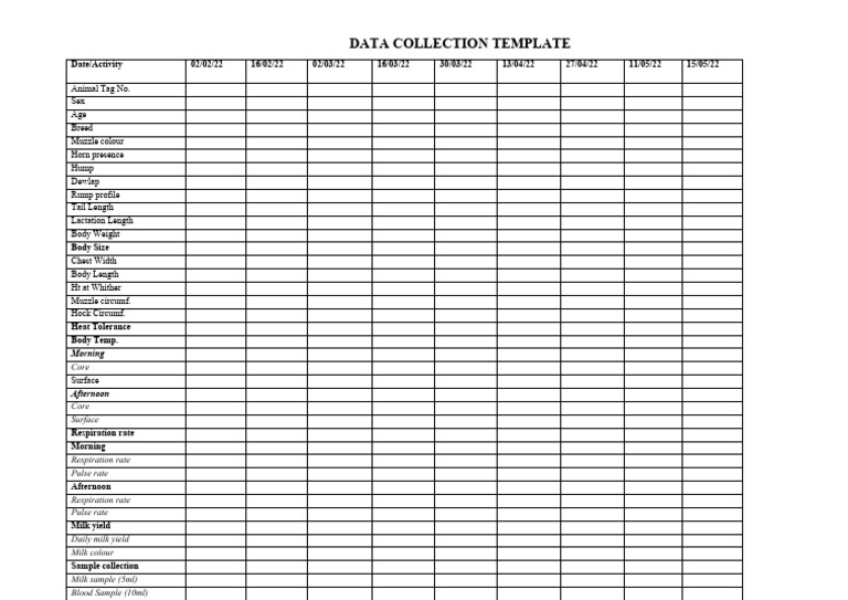 Data Collection Template | PDF