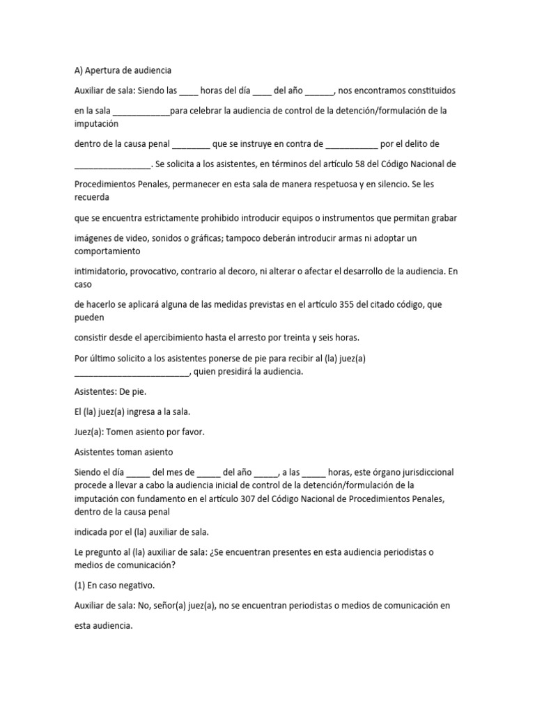 Etapas de la Audiencia Inicial Penal | PDF | Juez | Jurisdicción