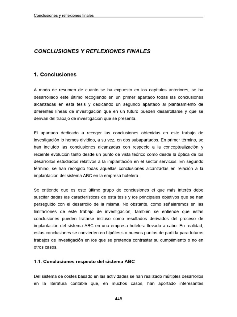 Conclusiones sobre el sistema ABC hotelero | PDF | Hotel | Business