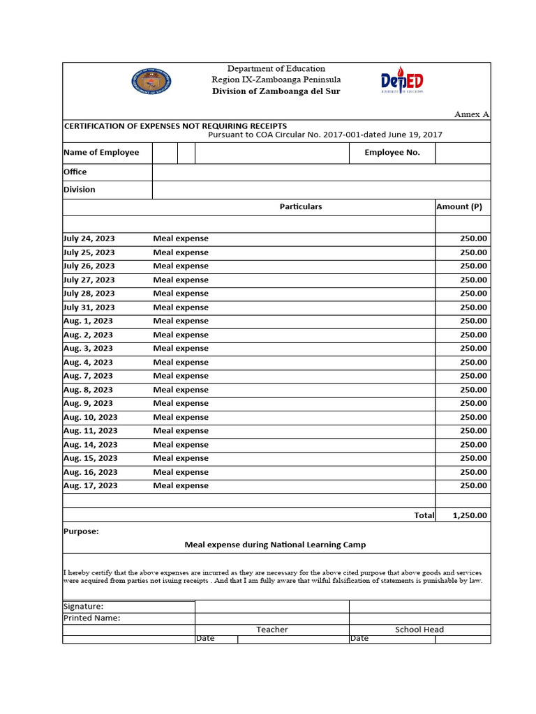 Cenrr attendance sheet for nlc meal pdf expense income statement