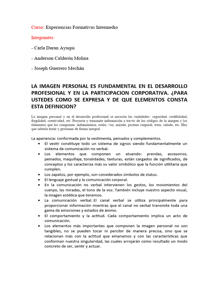 Pea2 La Imagen Personal | PDF | Crecimiento personal y profesional ...