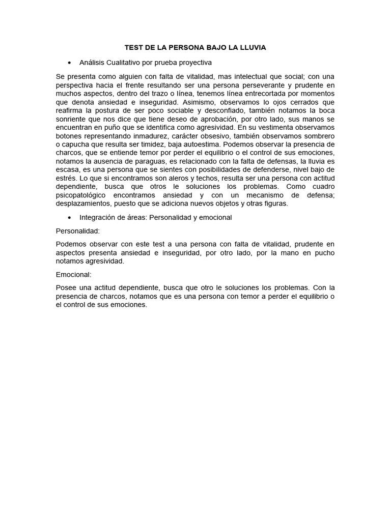 Test de La Persona Bajo La Lluvia | PDF