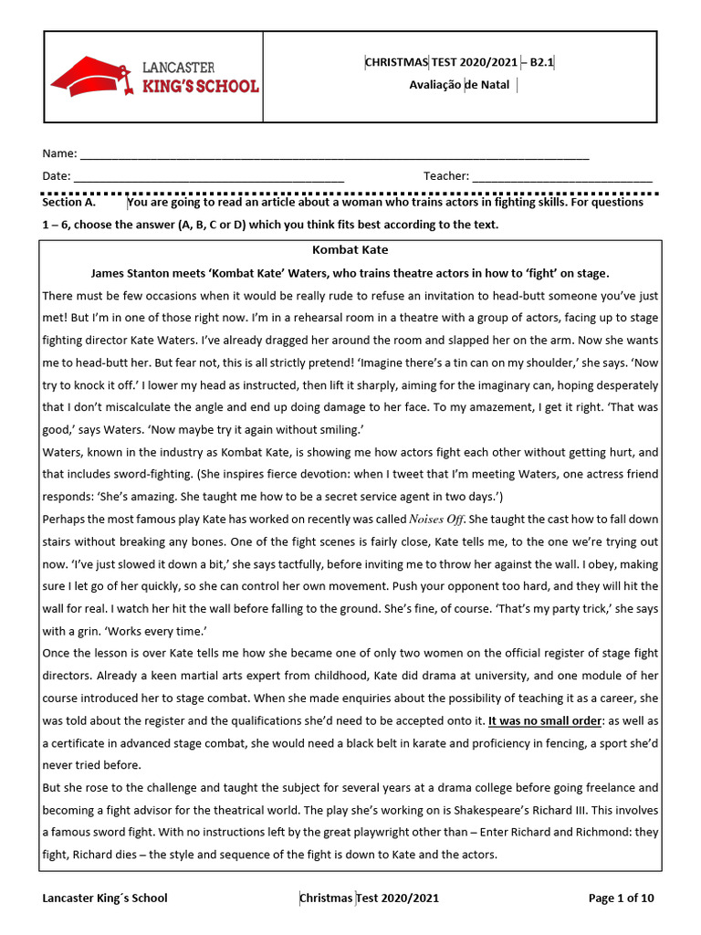 B2 1 christmas test 2020 2021 pdf