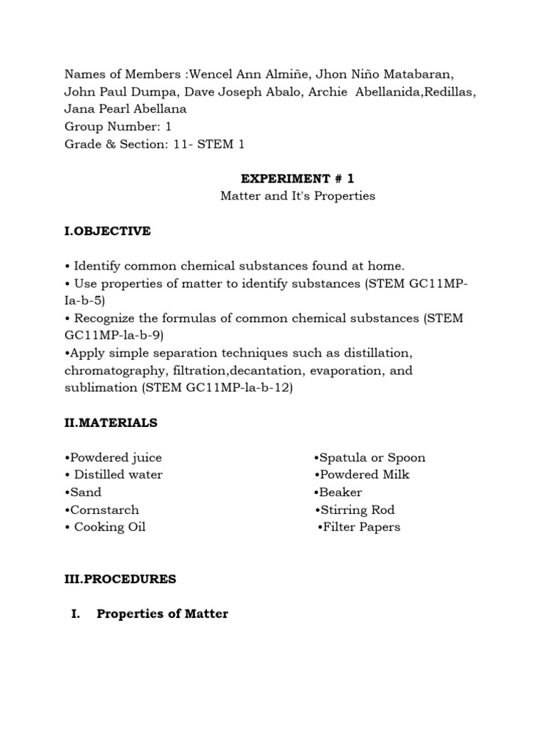 Lab Report Group 1 PDF Chromatography Filtration