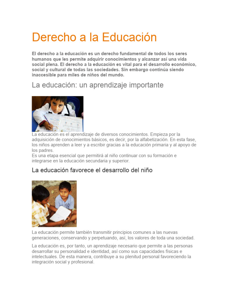 Derecho a la Educación | PDF | Educación primaria